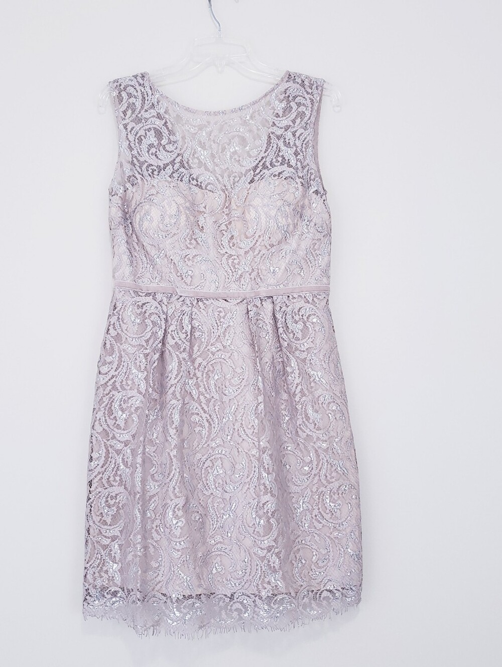 Jenny Yoo Harlow Metallic Bridesmaid Cocktail Lace Short Dress Size 10 Sandstone - Picture 2 of 10